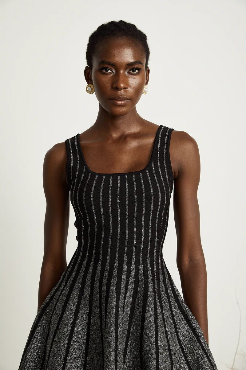 Anouk black glittered flared mini dress