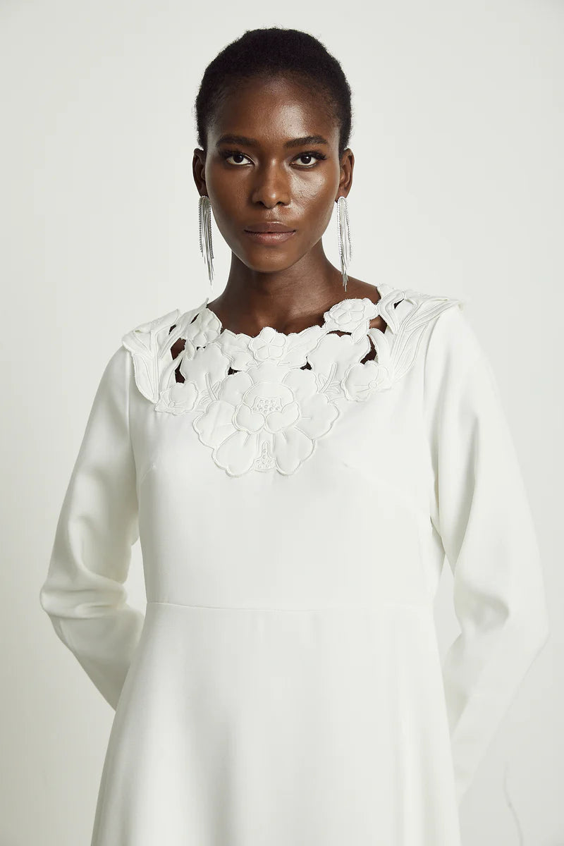 Coline floral embroidered cut-out midi dress