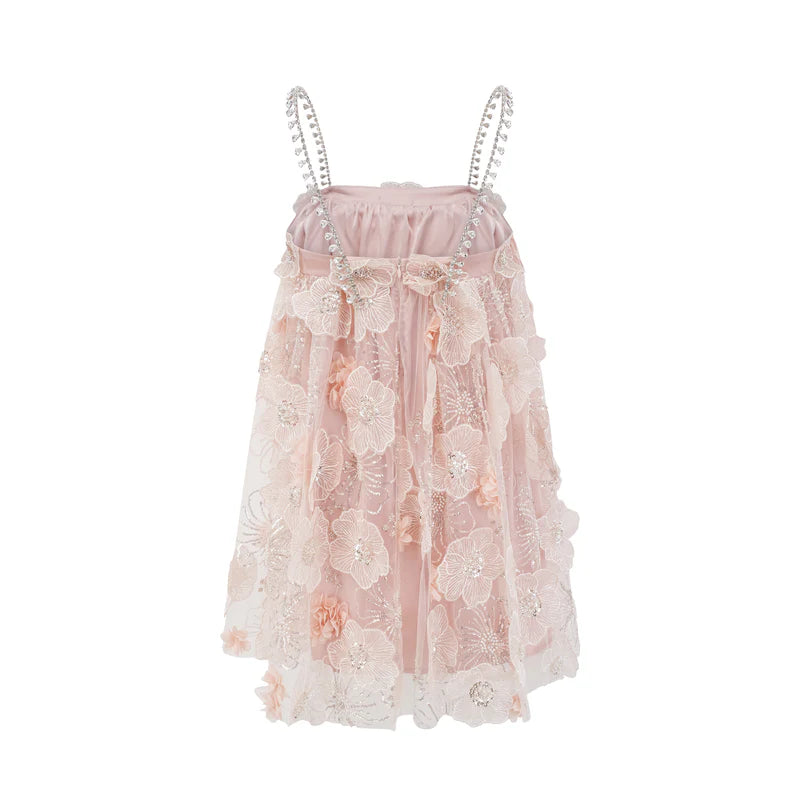Mini robe florale ornée de Crystal Valérie Crystal