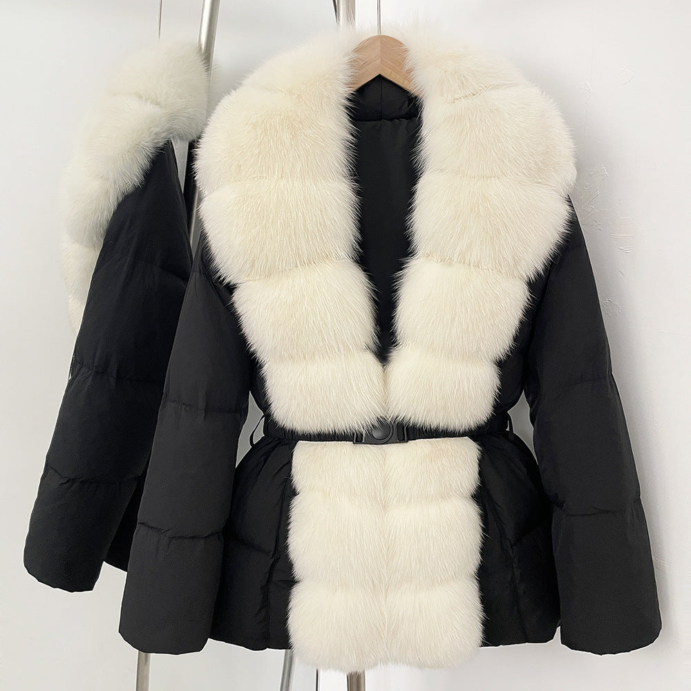 Fur collar slimming down jacket