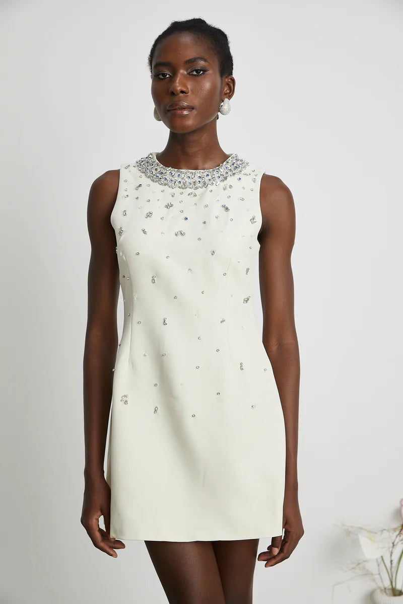 Cécile Mini-robe ornée de cristal en cristal