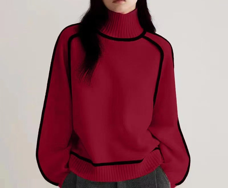 Winter stripes slimming loose pullover