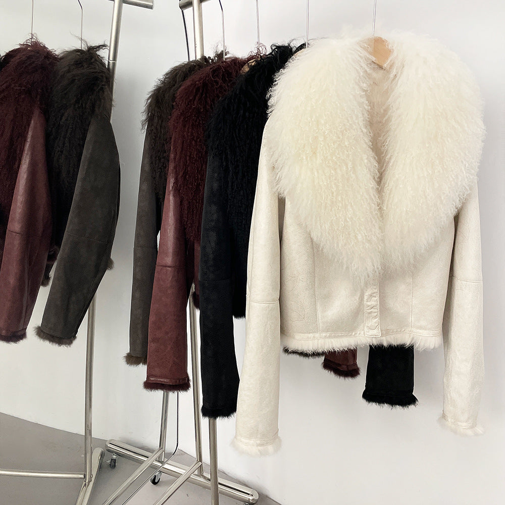 winter short suede fur coat