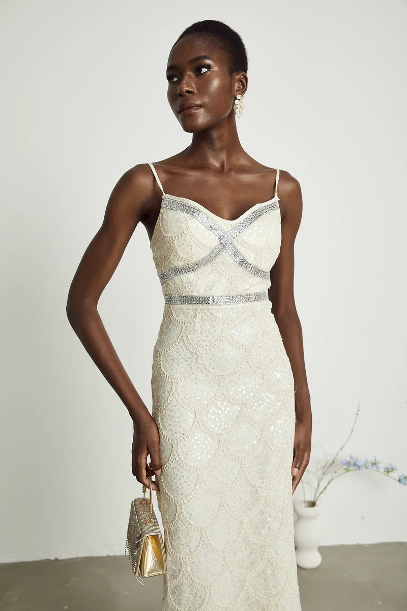Robe midi embelli nalini