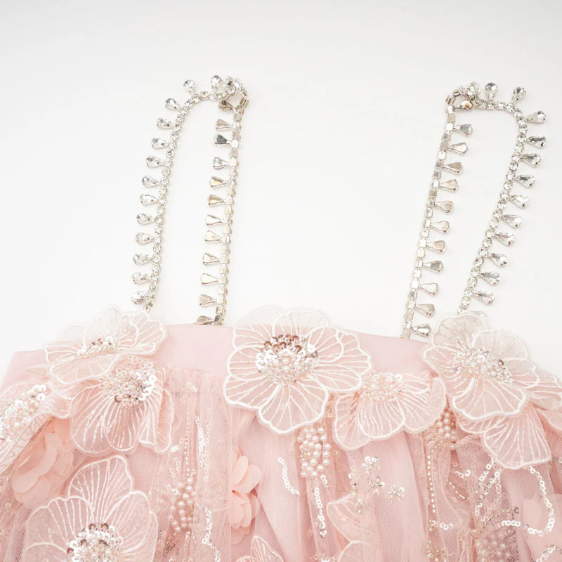 Mini robe florale ornée de Crystal Valérie Crystal