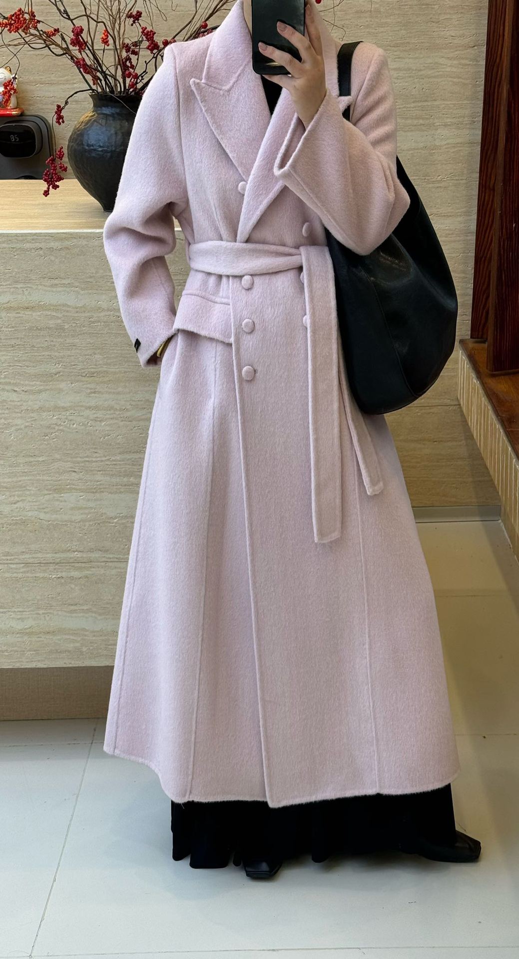 Double-faced cashmere mid-length coat