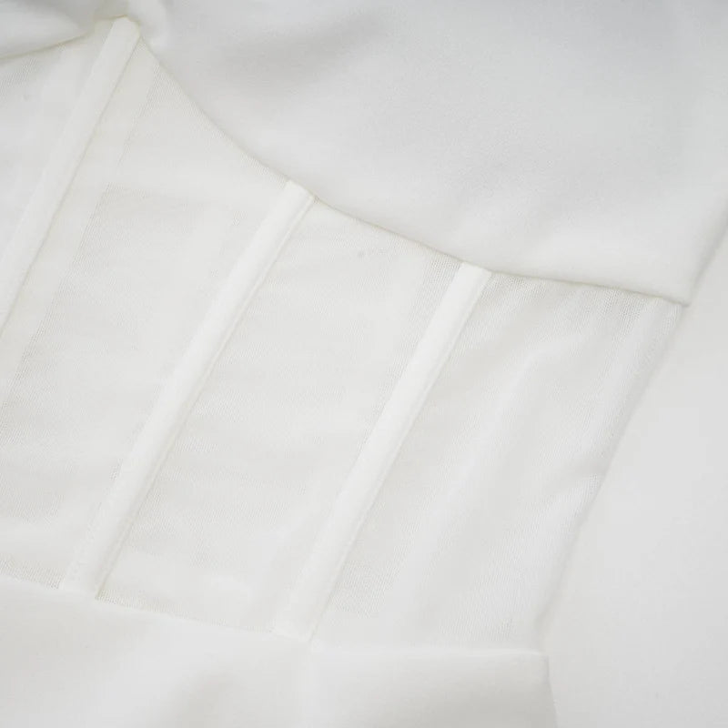 Alexandra white mesh midi dress