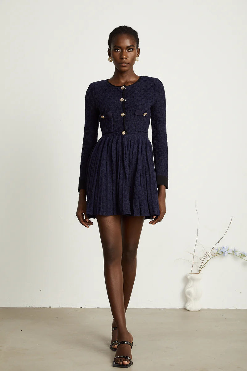 Cloé Knited Pleeded Mini Robe