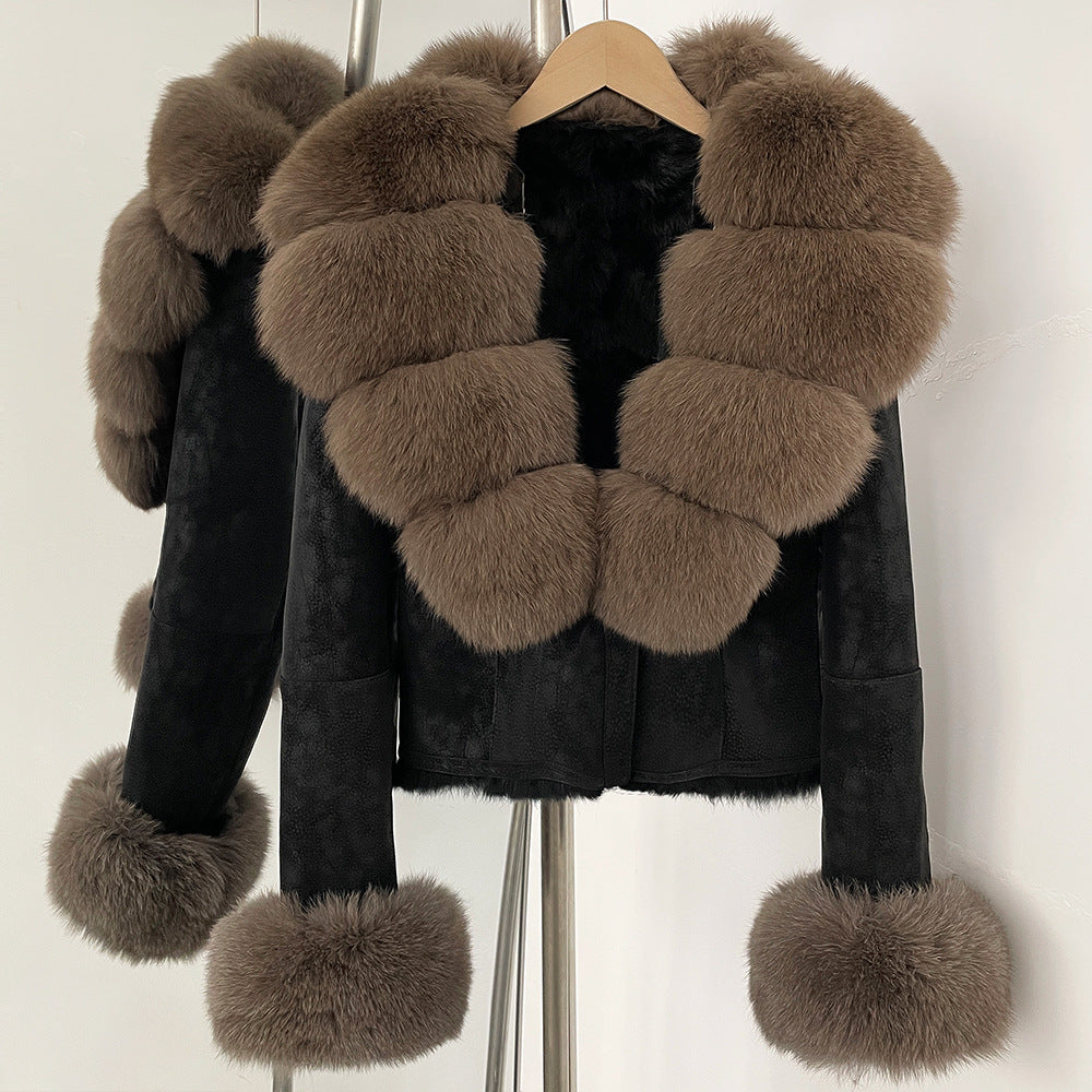 suede fur coat women's fashion slimming jacket
