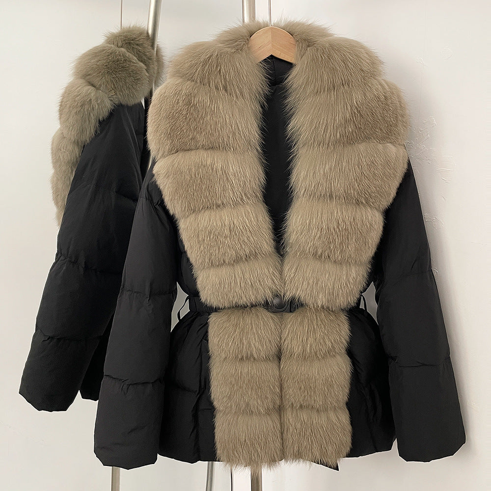 Fur collar slimming down jacket