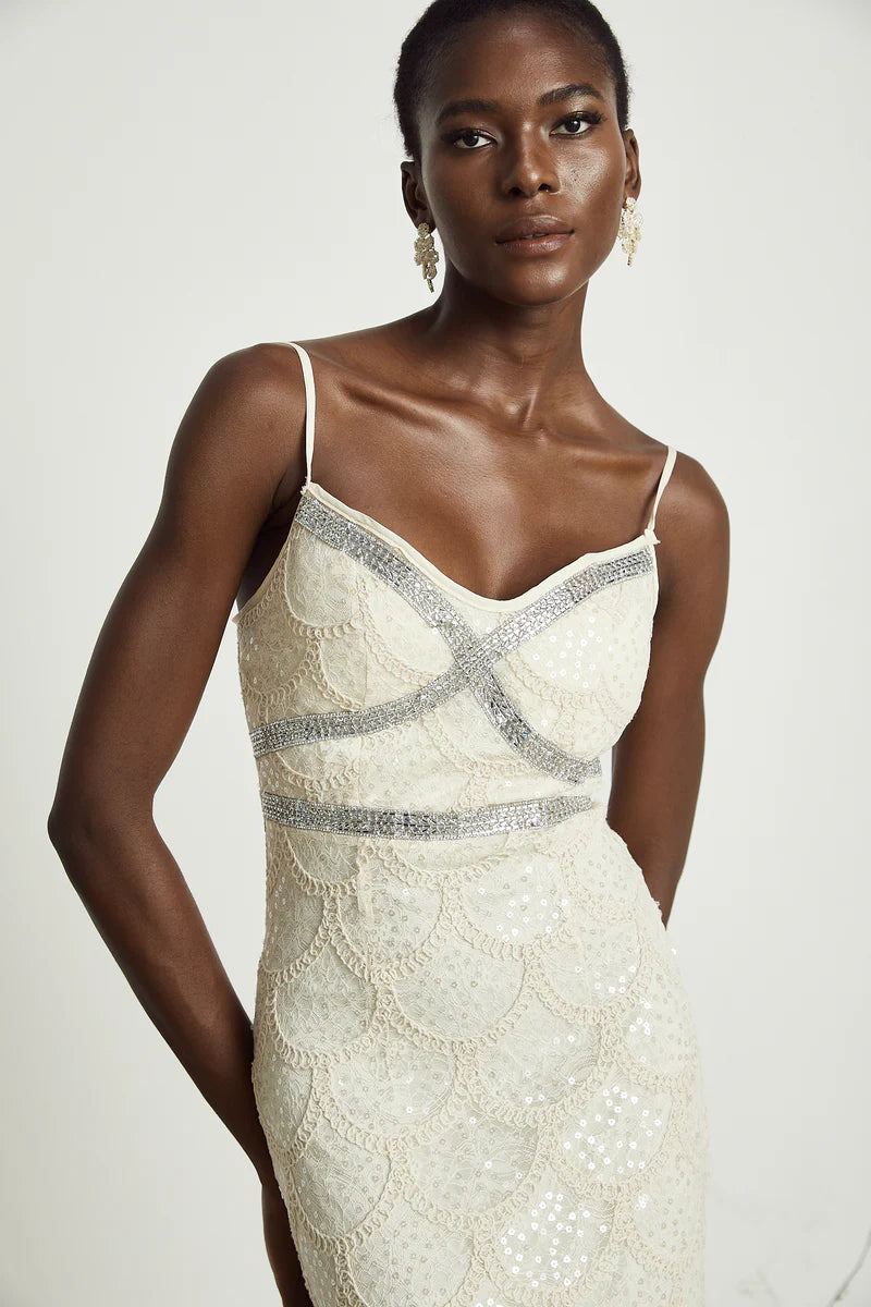 Robe midi embelli nalini
