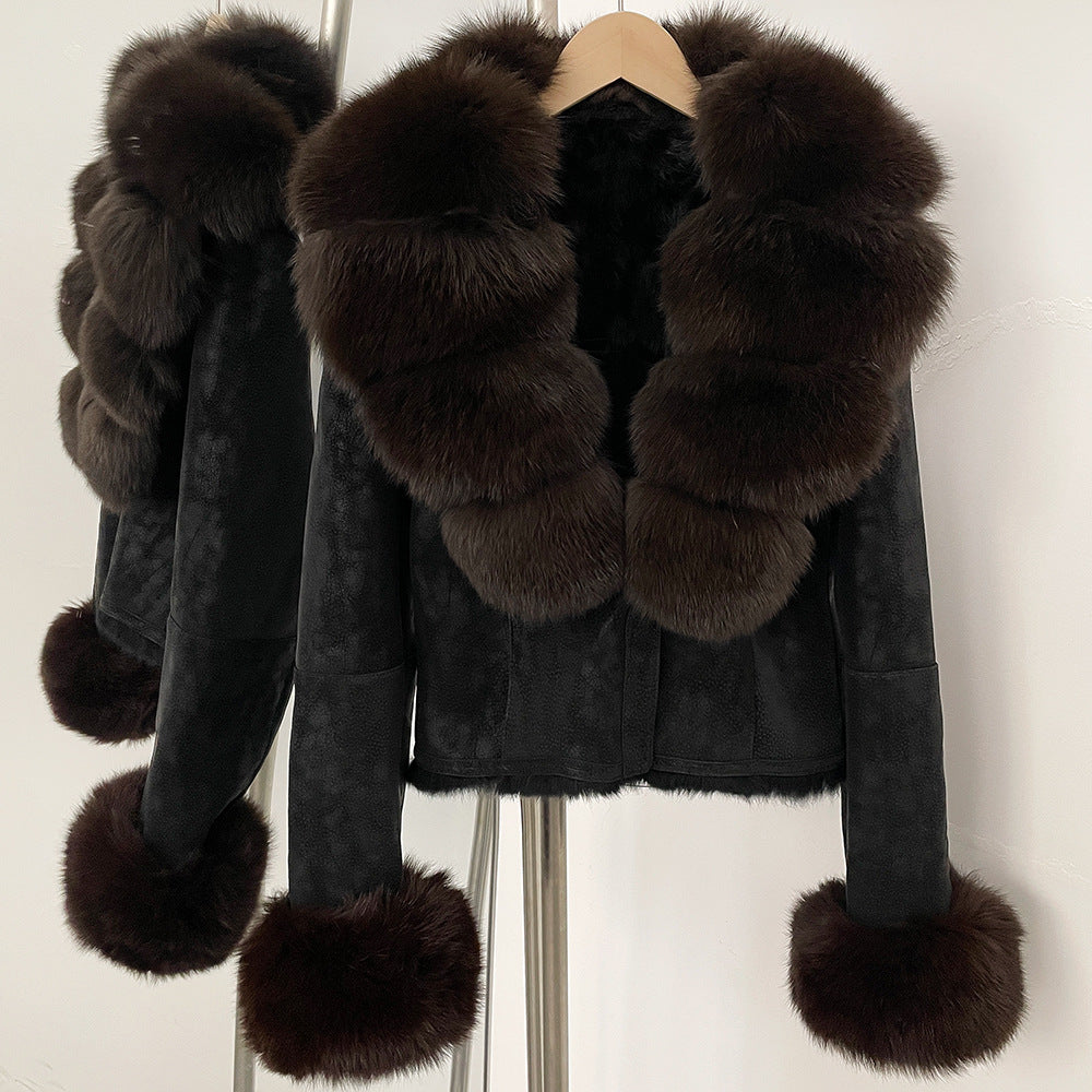 suede fur coat women's fashion slimming jacket