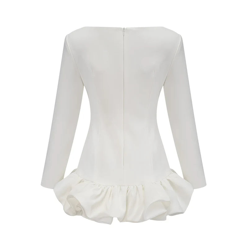 Elodie Bubble-Skirt Robe en blanc