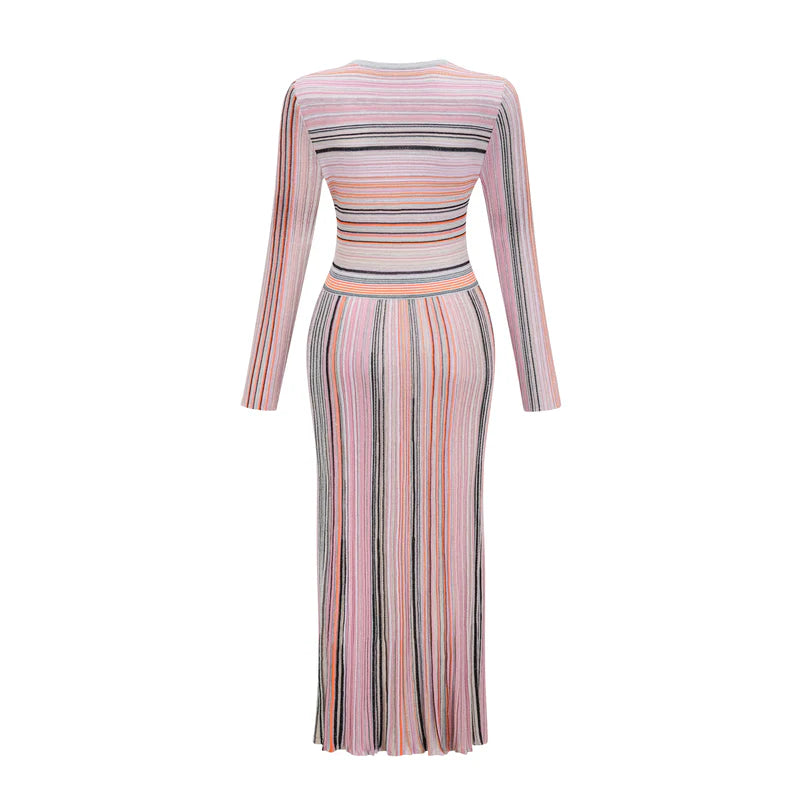 Mathilde metallic pleated midi dress in Pink