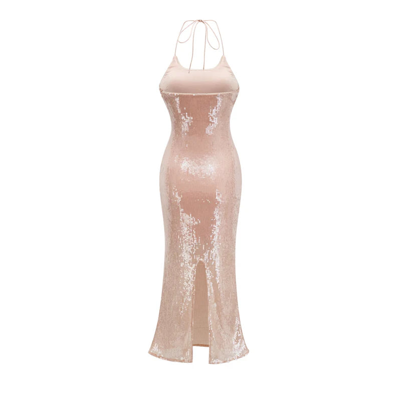 Laoise sequin halterneck midi dress