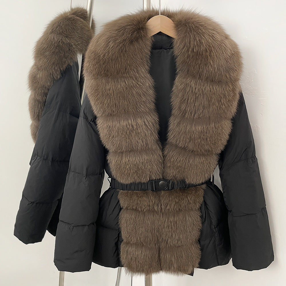 Fur collar slimming down jacket
