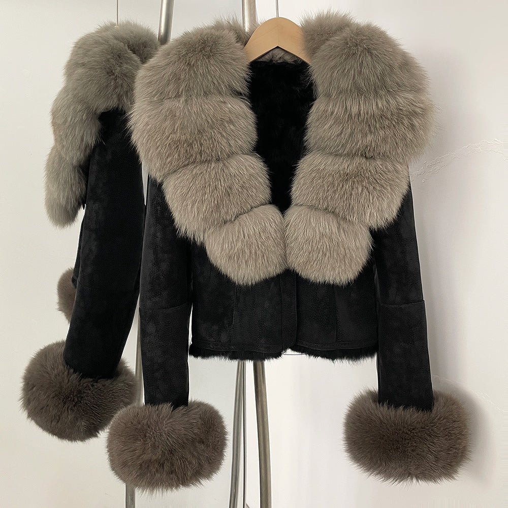 suede fur coat women's fashion slimming jacket