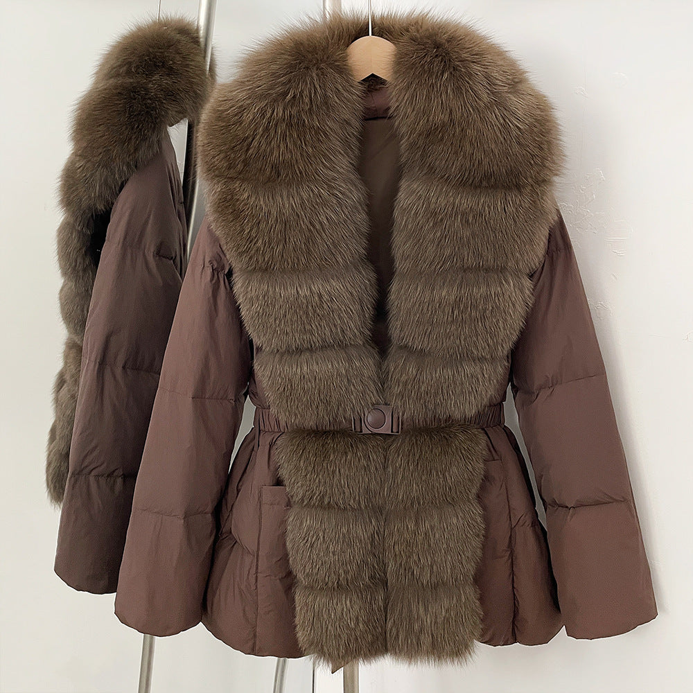 Fur collar slimming down jacket