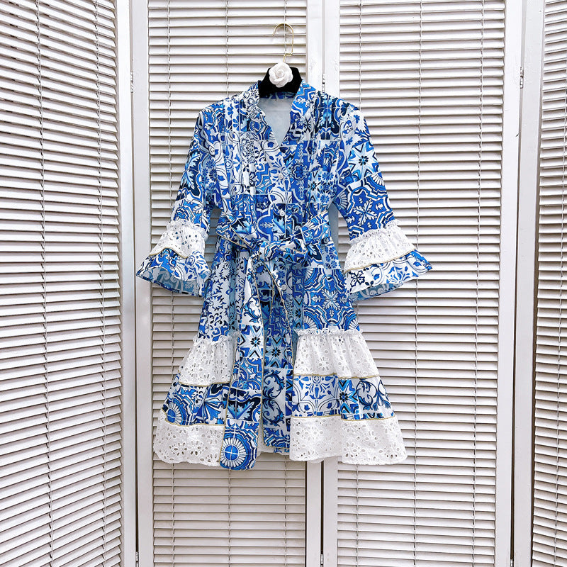 Vneck,bow, tie-in, waist-cinching cut-out dress