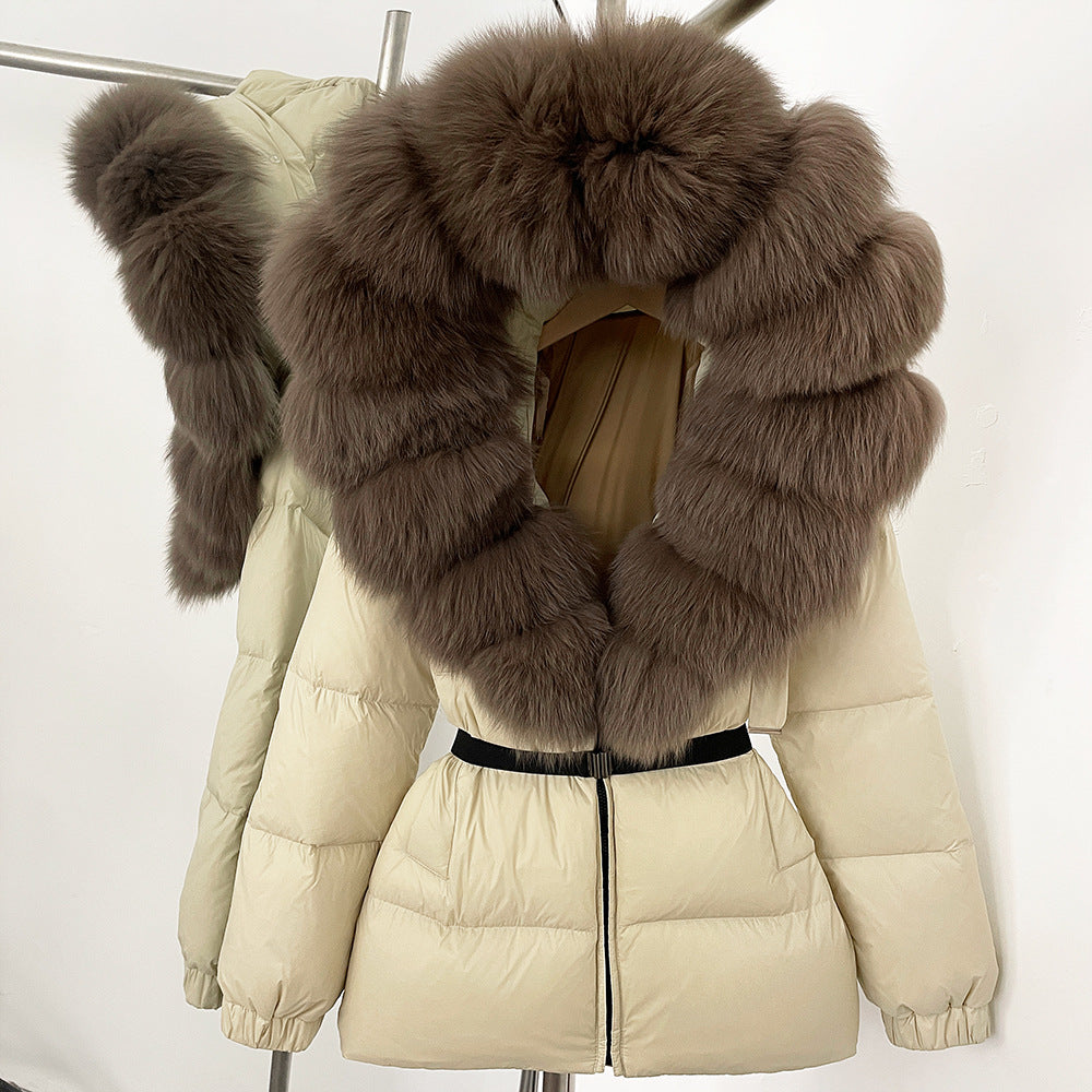 Fur collar hooded  duck down jacket