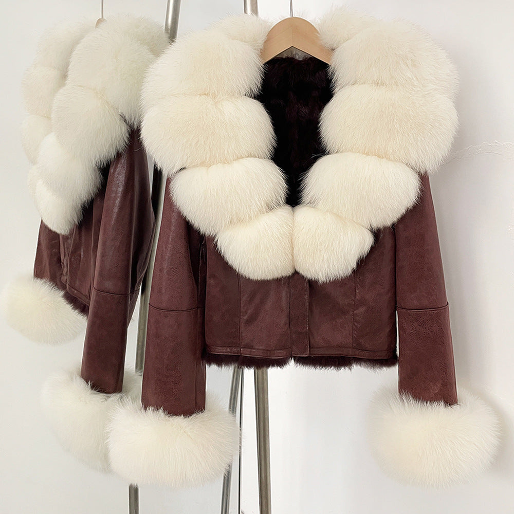 suede fur coat women's fashion slimming jacket