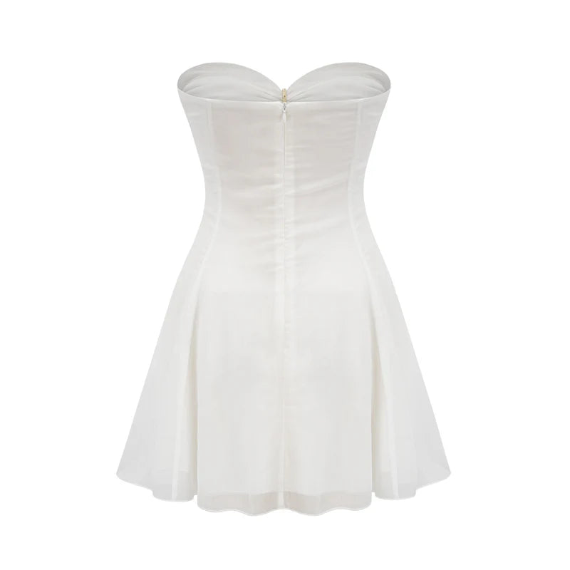 Émilienne cut-out pleated off-shoulder mini dress