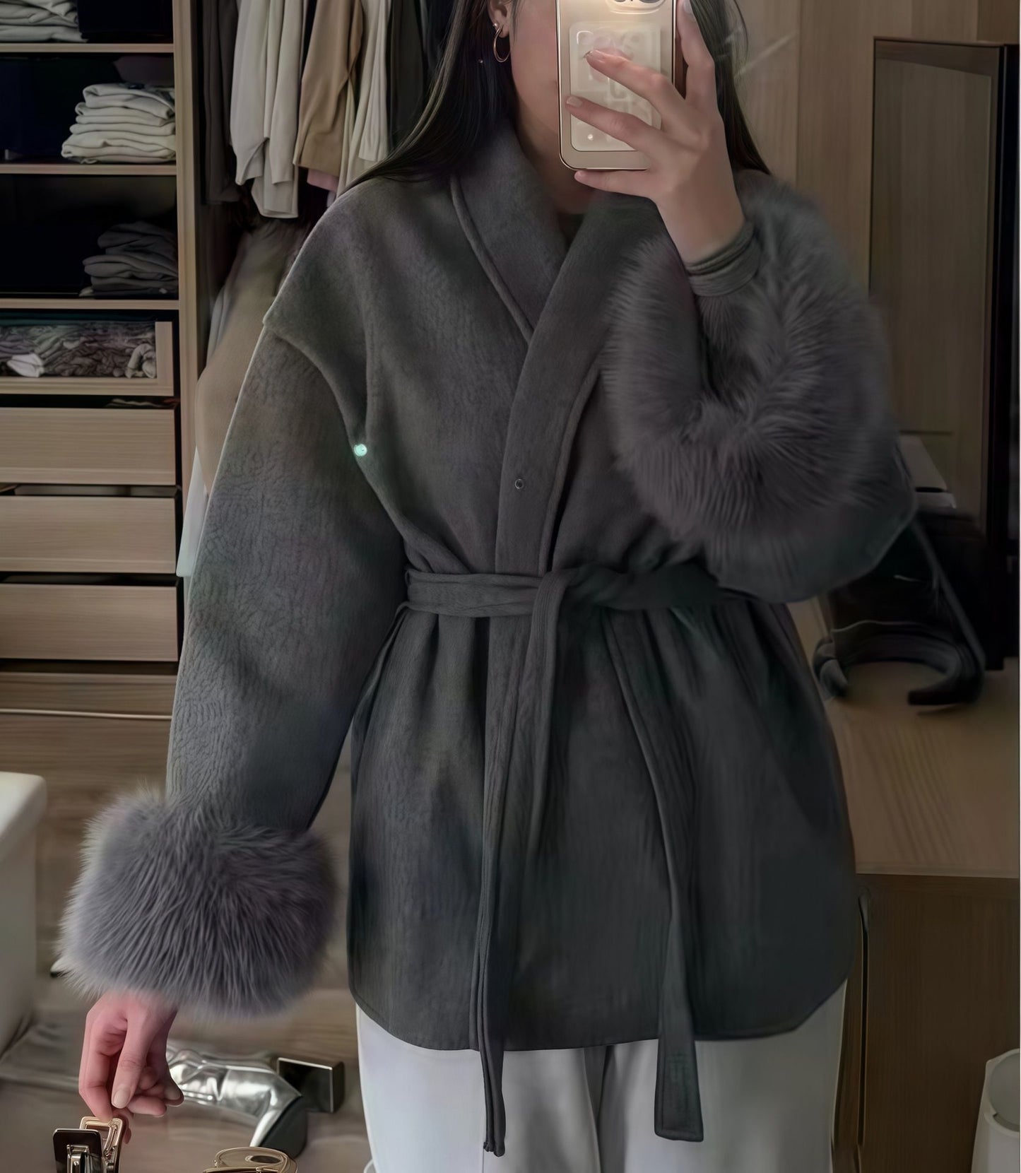 Soft Loose Lapel Solid Color Woolen Coat