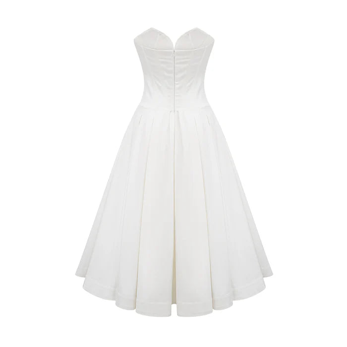 Katherine off-shoulder corset midi dress in White