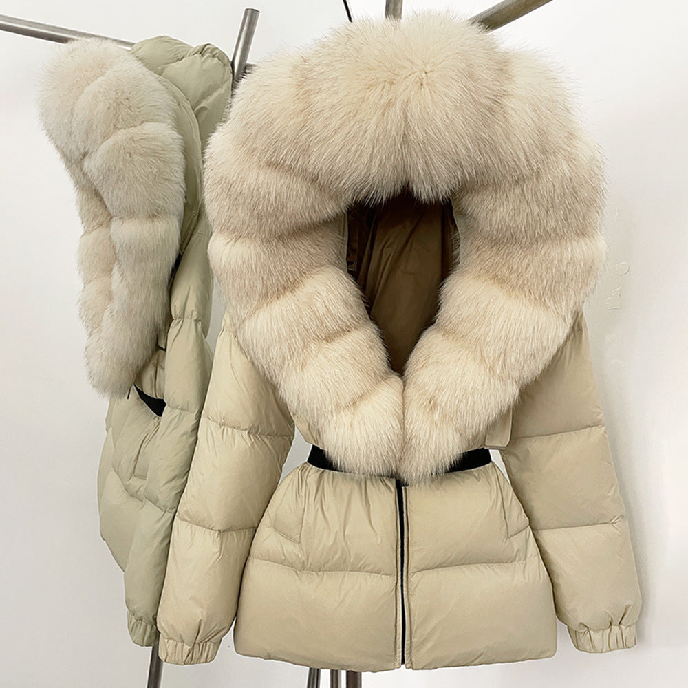 Fur collar hooded  duck down jacket