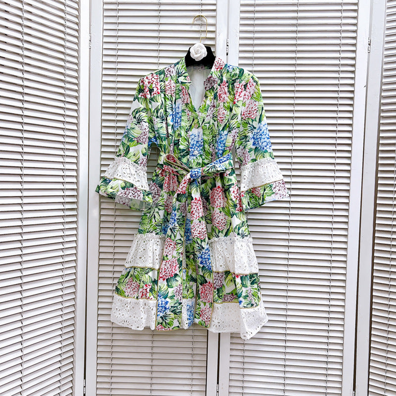 Vneck,bow, tie-in, waist-cinching cut-out dress