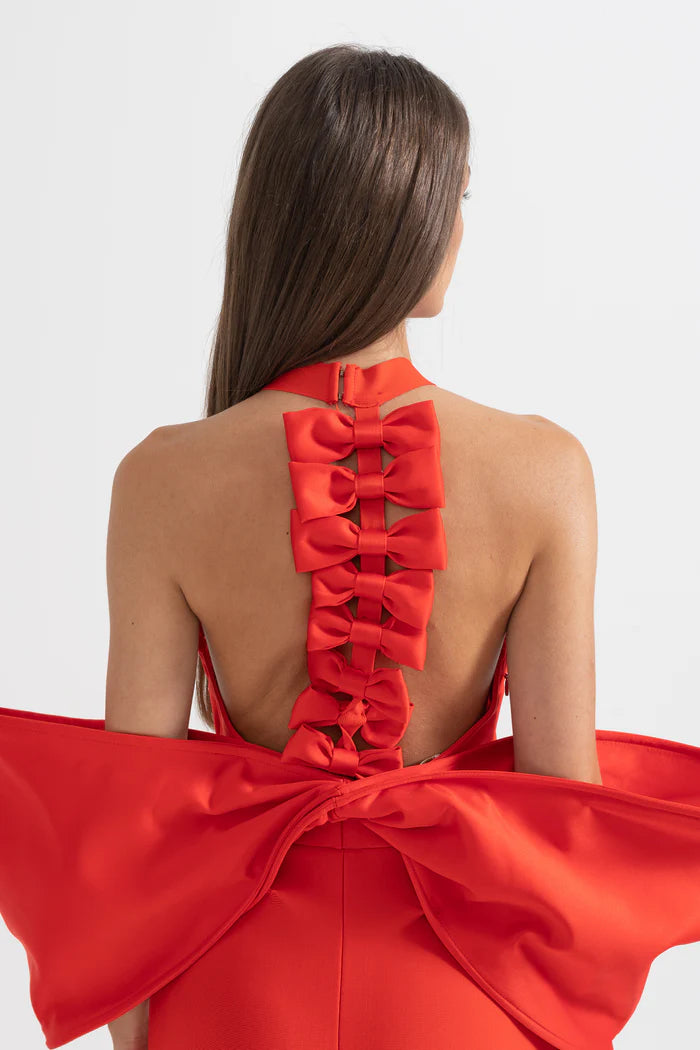 Elegant Dress With Back Bow Details