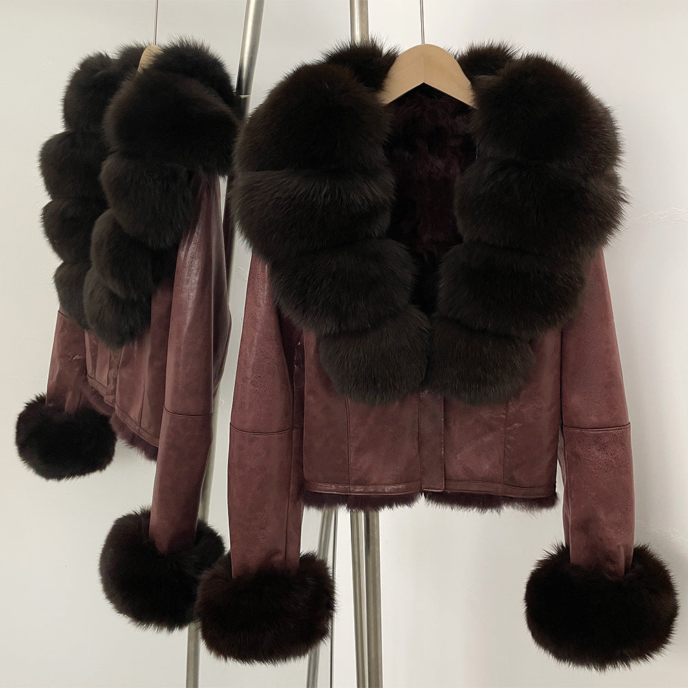 suede fur coat women's fashion slimming jacket