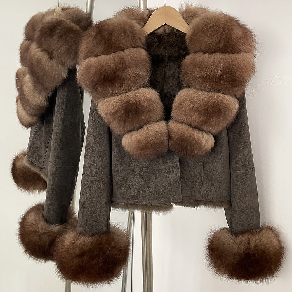 suede fur coat women's fashion slimming jacket