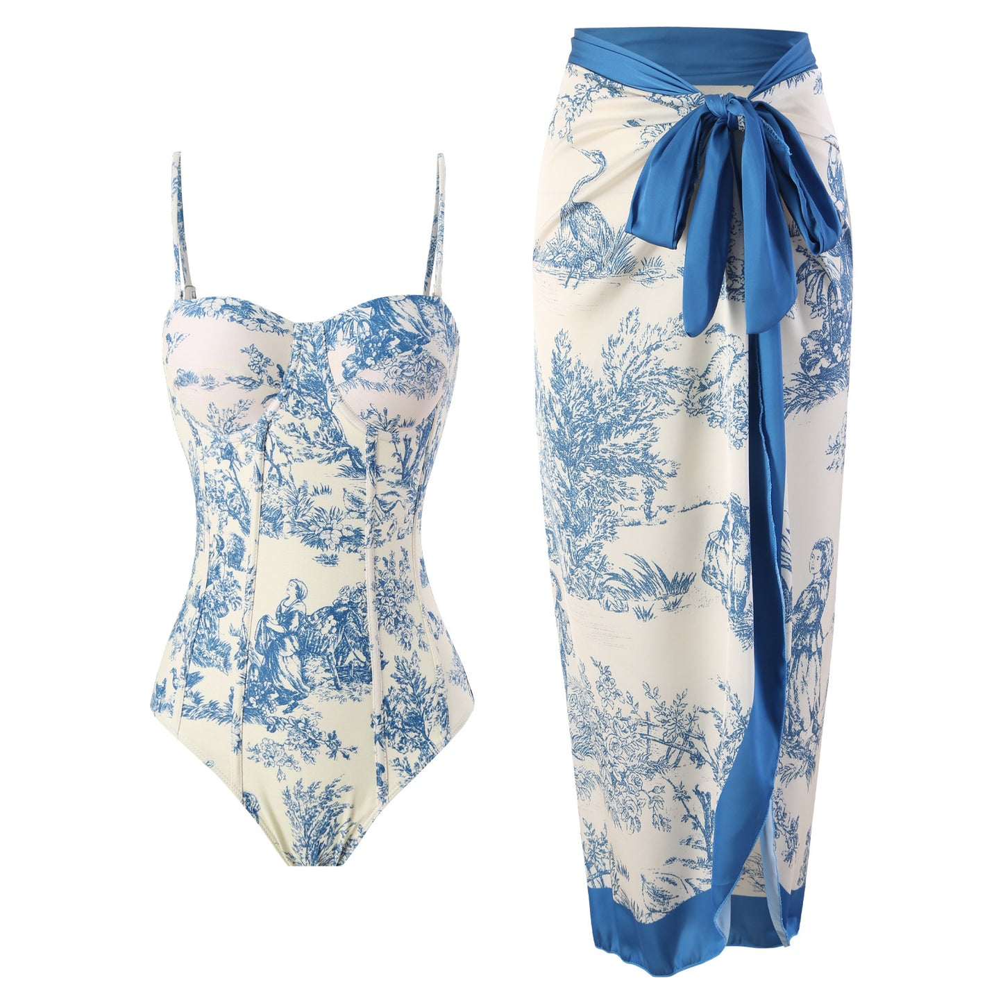 Pastoral series blue swimsuit