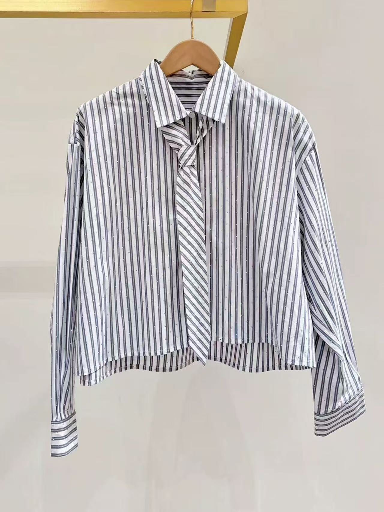 ace-up Long-Sleeved Short Shirt