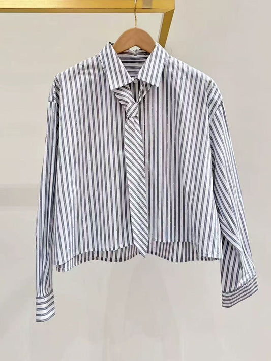 ace-up Long-Sleeved Short Shirt