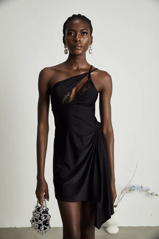 JUANA LACE-DETTAIR ASYMMETRIC MINI Robe