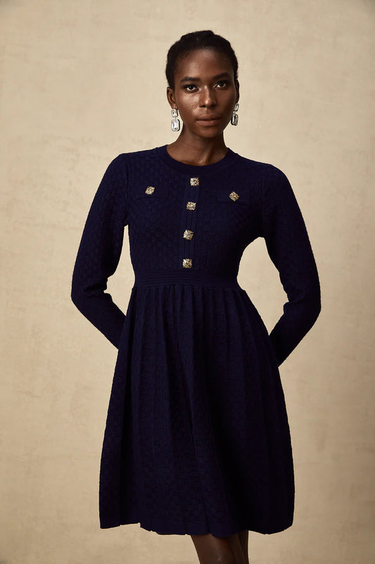 Mini-robe à tisser de panier de la marine rhéane