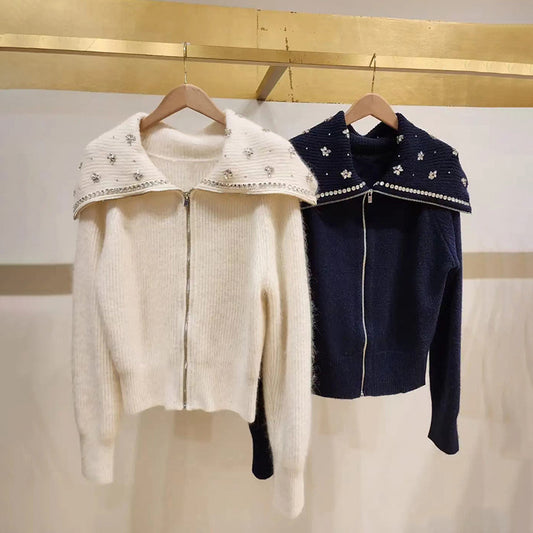 Zipper Wool Blend Blazer