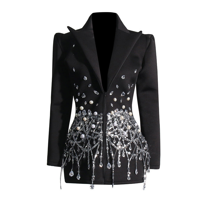 Crystal Fringe Blazer Dress