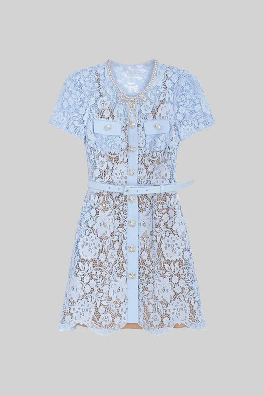 Lace Mini Dress With Buttoned Closure