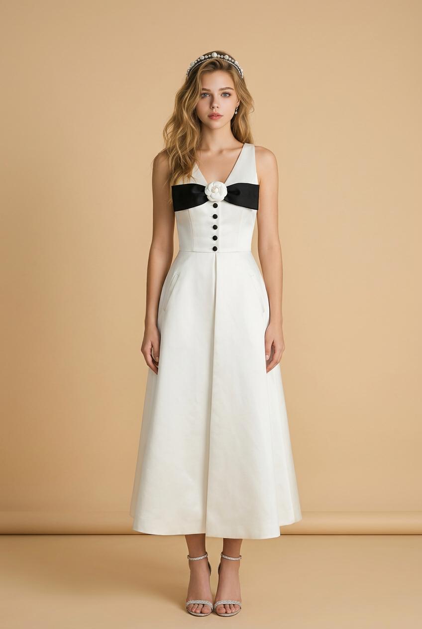 Palma Elegant Bow midi dress