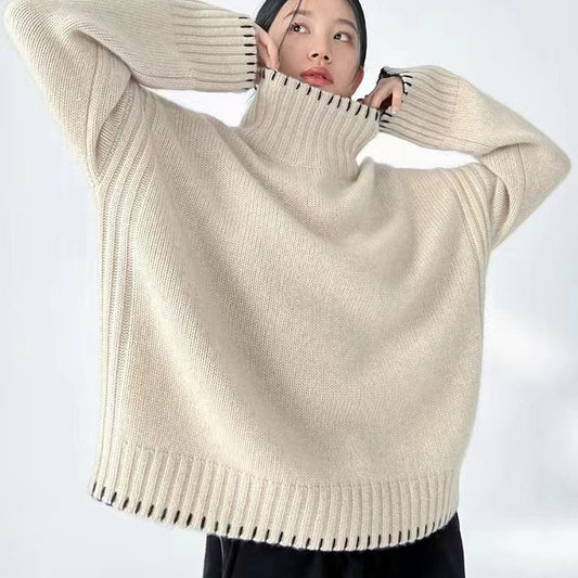 Turtleneck thickened knitted pullover