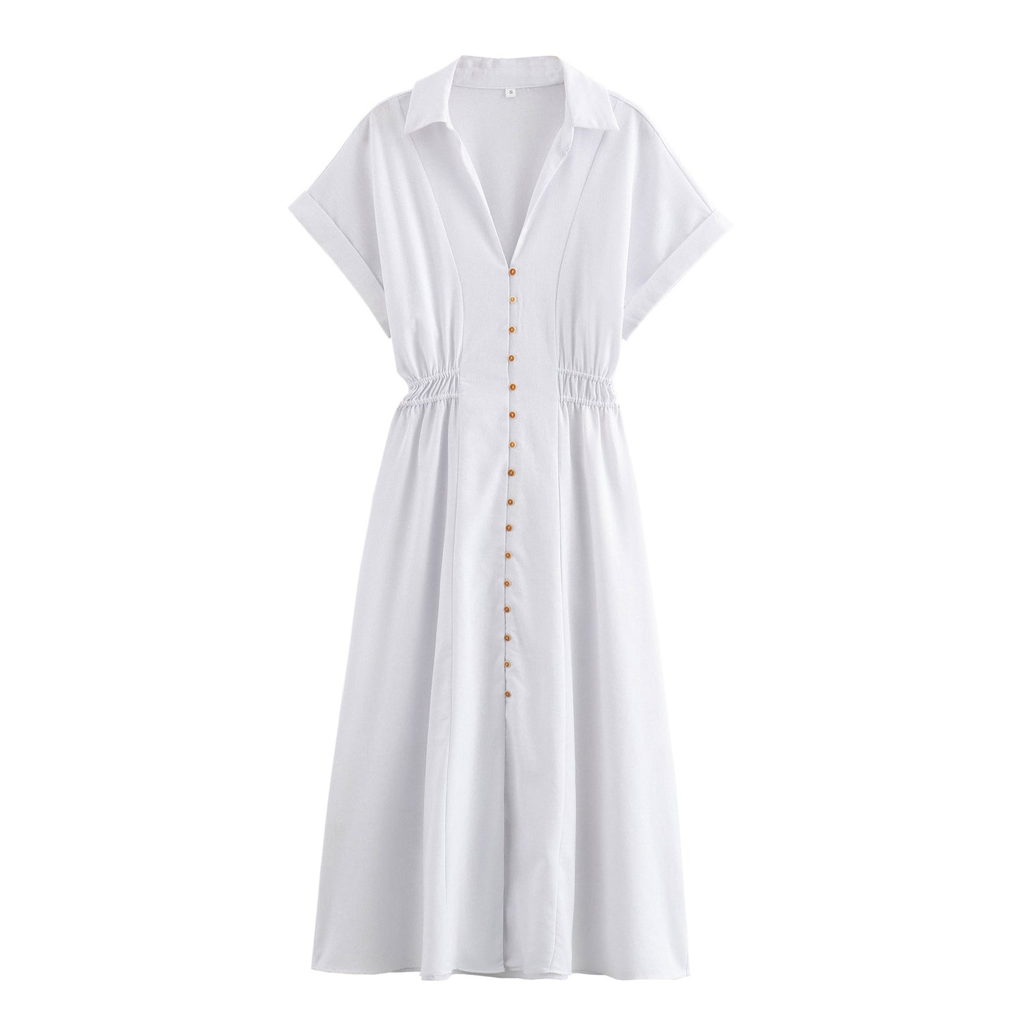 Linen blend Collared  shirt dress