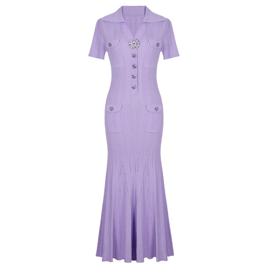 Buckle pin fishtail long dress