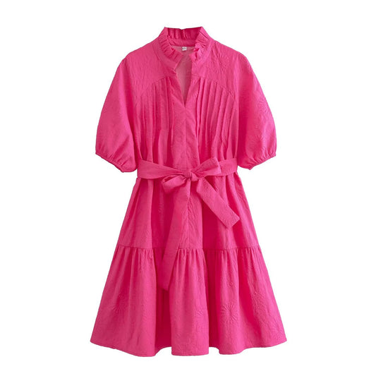 Rose Embossed Retro Dress