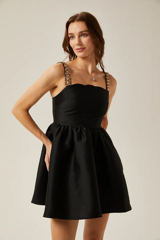 Mini robe moelleuse à plissage plissée en cristal