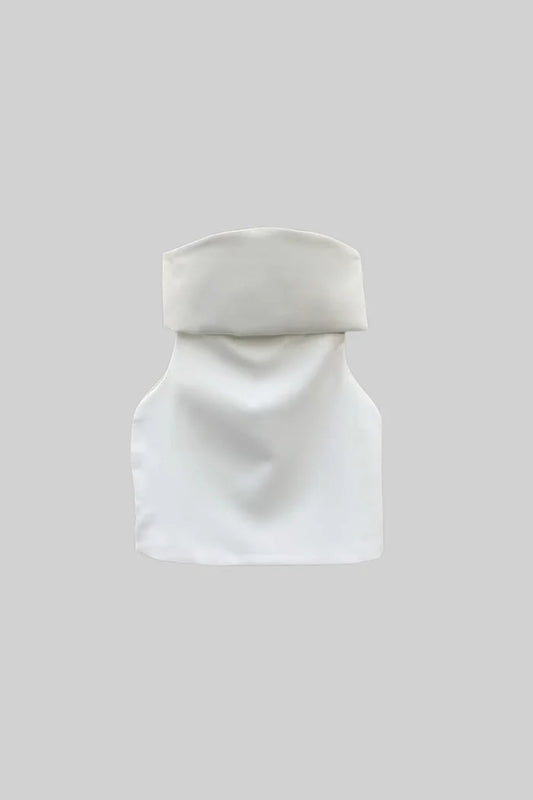 Elegant Strapless Mini Dress With Flared Hemline - White