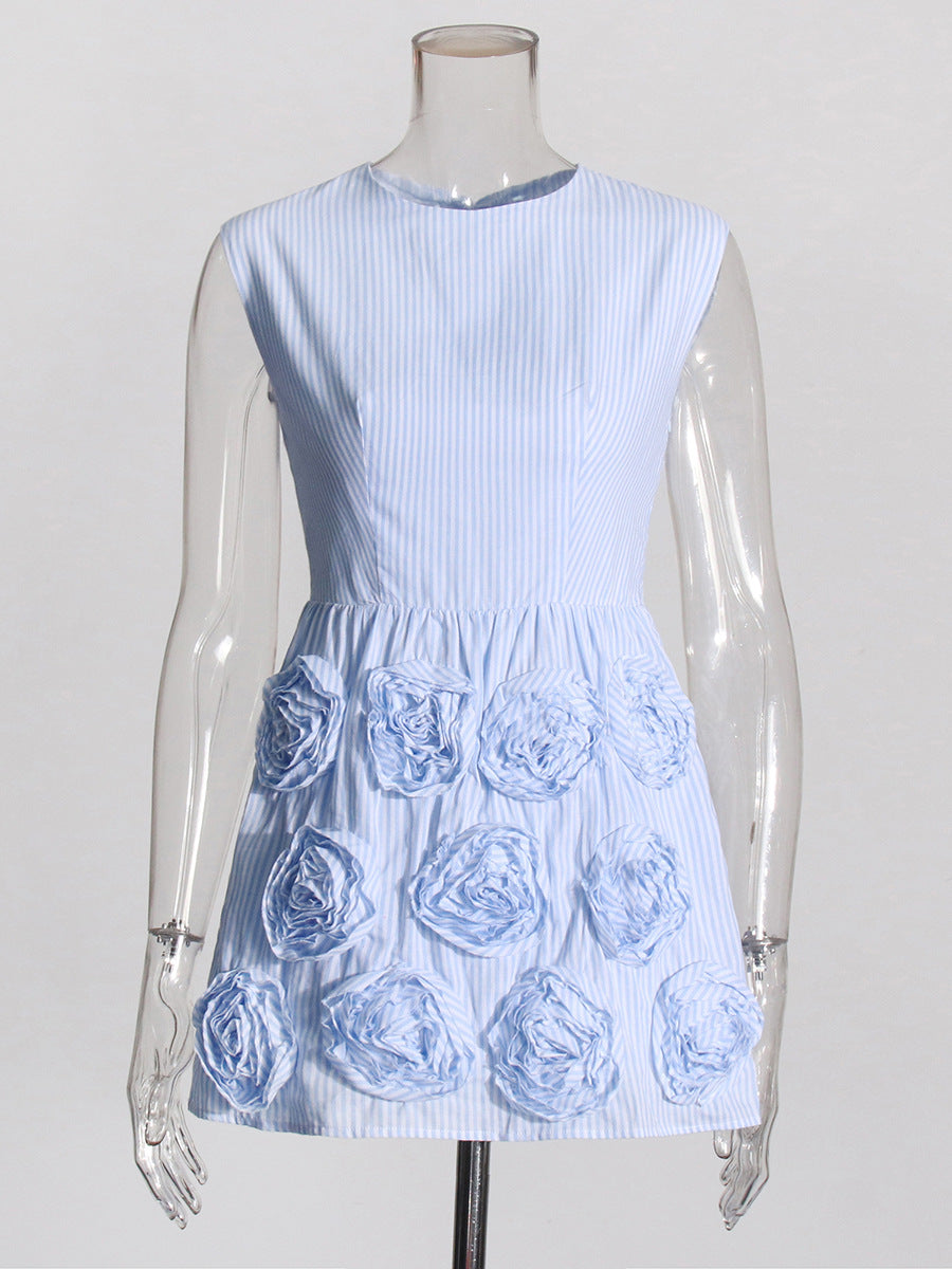 Lace-up  stitching flower dress