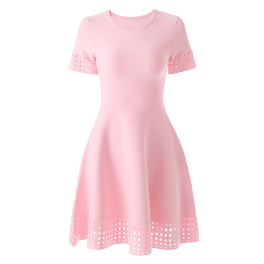 Hollow short-sleeved skirt